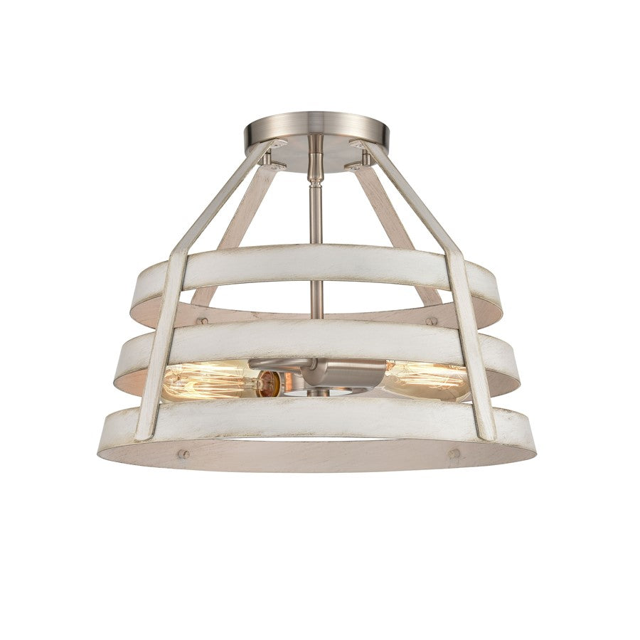 Atlas Lighting Brigantine 15''W 2Lt Semi Flush, Nickel/Beige/White