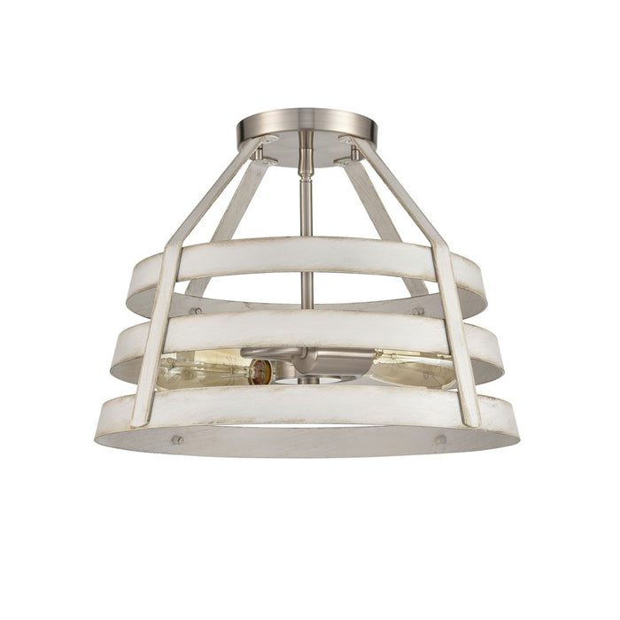 Atlas Lighting Brigantine 15''W 2Lt Semi Flush, Nickel/Beige/White