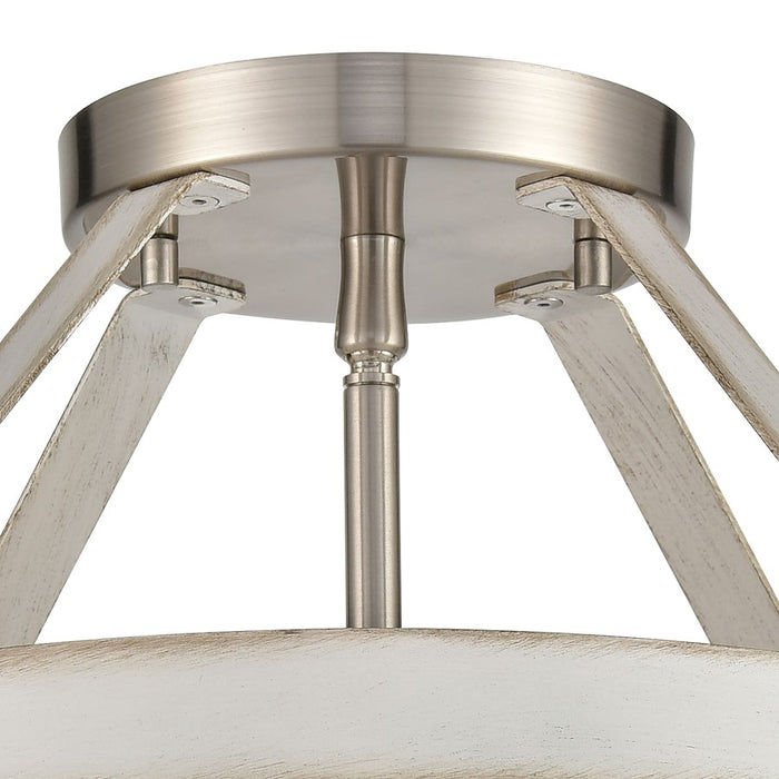 Atlas Lighting Brigantine 15''W 2Lt Semi Flush, Nickel/Beige/White