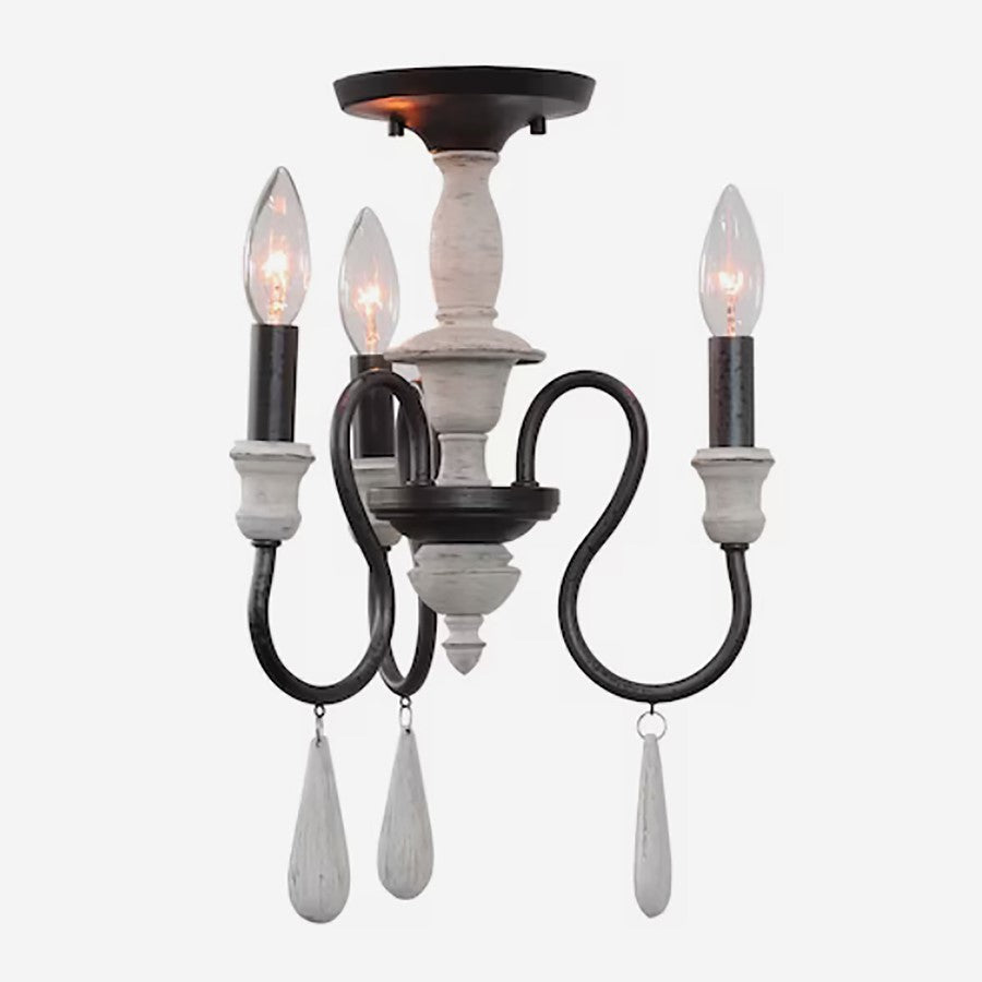 Atlas Lighting Brownell 12.5''W 3Lt Semi Flush Mount, Anvil Iron