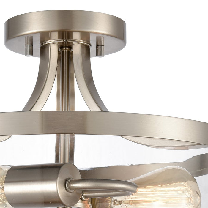 Atlas Lighting Calistoga 13''W 2Lt Semi Flush Mount, Nickel/Clear