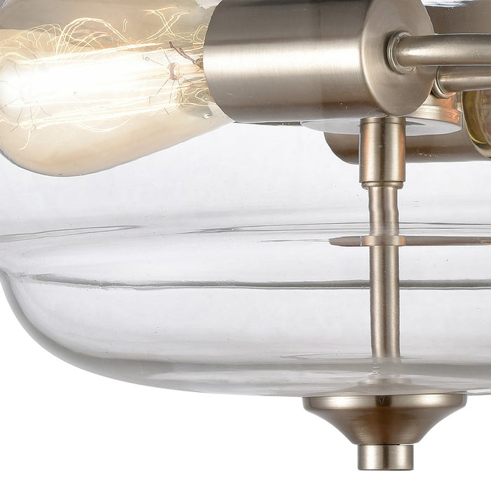 Atlas Lighting Calistoga 13''W 2Lt Semi Flush Mount, Nickel/Clear