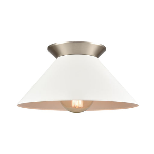 Atlas Lighting Cavendish 16''W 1Lt Semi Flush Mount, Nickel/White