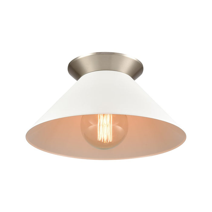 Atlas Lighting Cavendish 16''W 1Lt Semi Flush Mount, Nickel/White