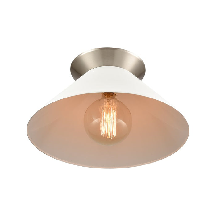 Atlas Lighting Cavendish 16''W 1Lt Semi Flush Mount, Nickel/White