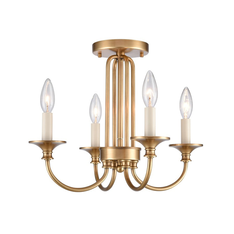 Atlas Lighting Cecil 16'' Wide 4Lt Semi Flush Mount, Natural Brass