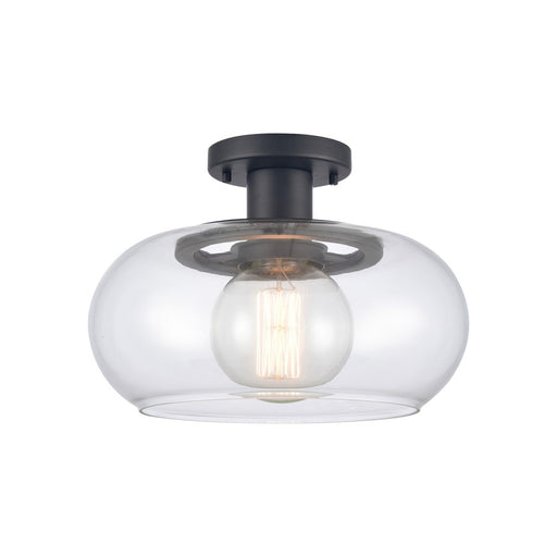 Atlas Lighting Clement 13'' Wide 1Lt Semi Flush Mount, Black/Clear