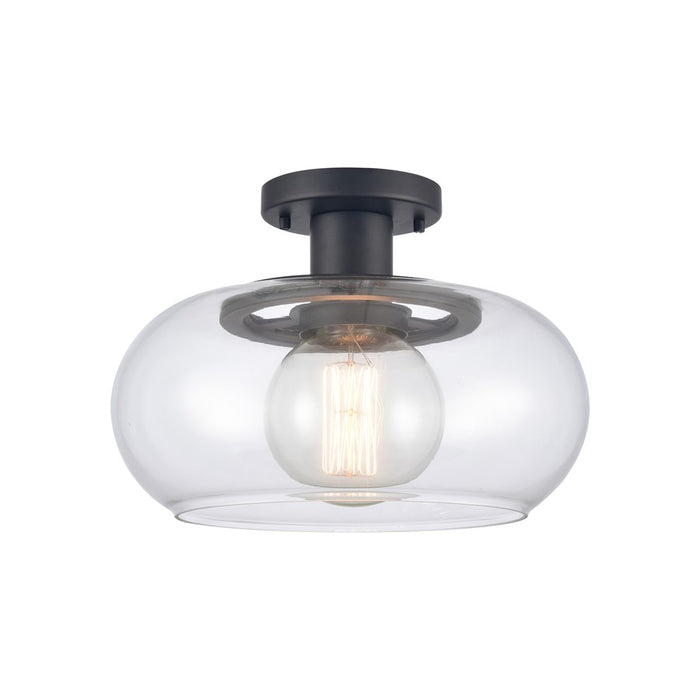 Atlas Lighting Clement 13'' Wide 1Lt Semi Flush Mount, Black/Clear