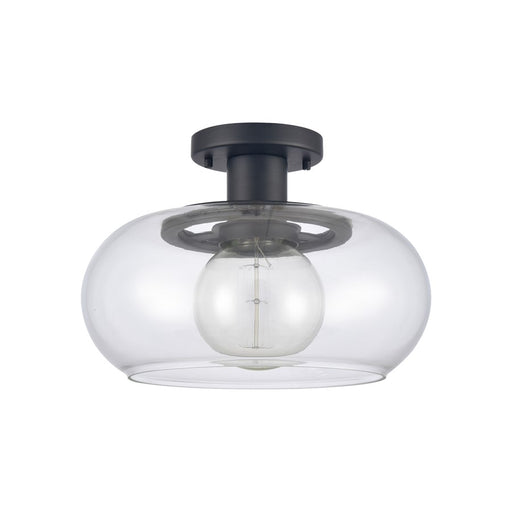 Atlas Lighting Clement 13'' Wide 1Lt Semi Flush Mount, Black/Clear