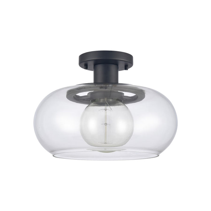 Atlas Lighting Clement 13'' Wide 1Lt Semi Flush Mount, Black/Clear