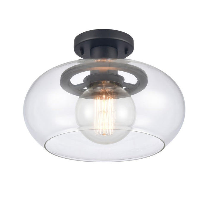 Atlas Lighting Clement 13'' Wide 1Lt Semi Flush Mount, Black/Clear