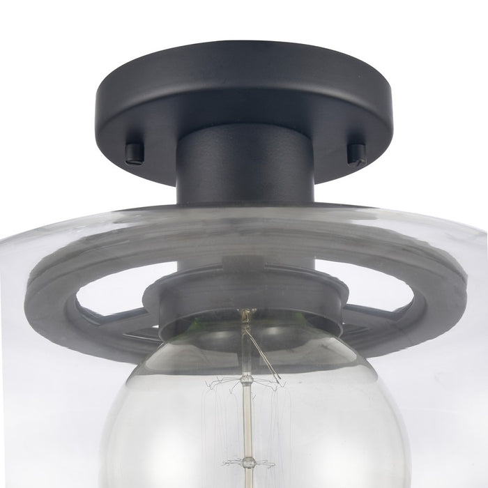 Atlas Lighting Clement 13'' Wide 1Lt Semi Flush Mount, Black/Clear