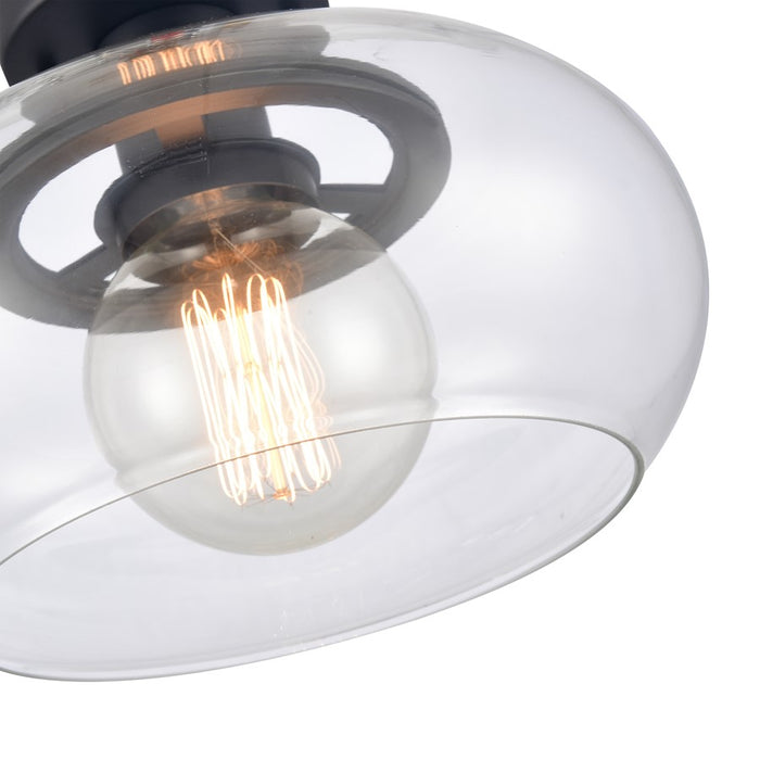 Atlas Lighting Clement 13'' Wide 1Lt Semi Flush Mount, Black/Clear