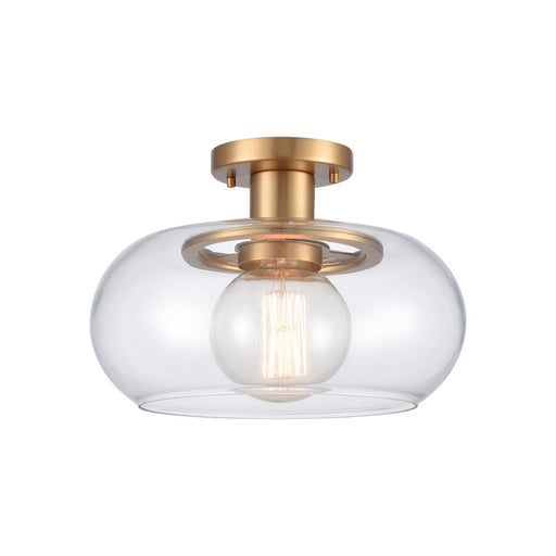 Atlas Lighting Clement 13'' Wide 1Lt Semi Flush Mount, Gold/Clear