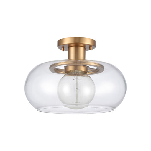 Atlas Lighting Clement 13'' Wide 1Lt Semi Flush Mount, Gold/Clear