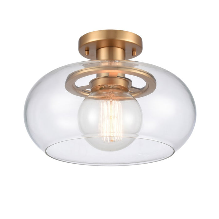 Atlas Lighting Clement 13'' Wide 1Lt Semi Flush Mount, Gold/Clear