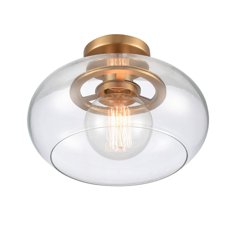 Atlas Lighting Clement 13'' Wide 1Lt Semi Flush Mount, Gold/Clear