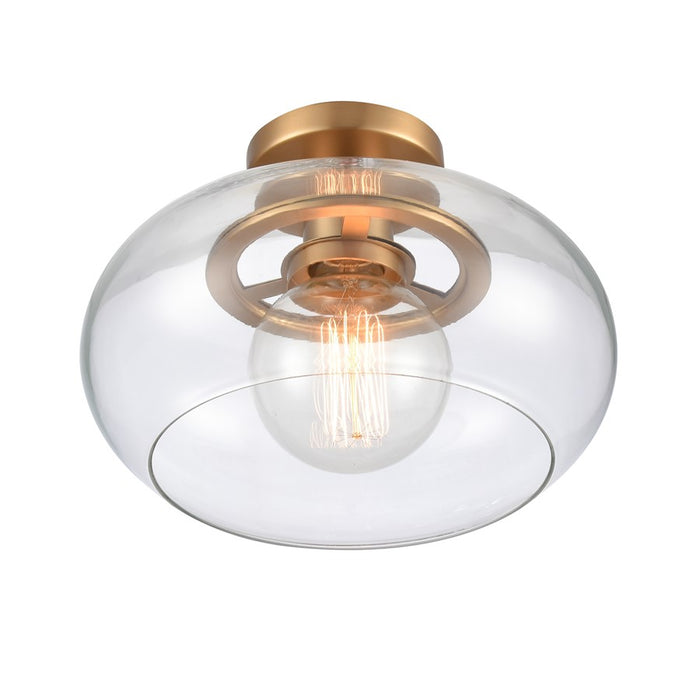 Atlas Lighting Clement 13'' Wide 1Lt Semi Flush Mount, Gold/Clear