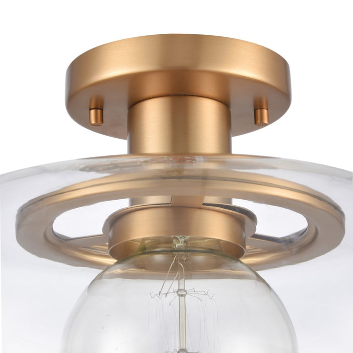 Atlas Lighting Clement 13'' Wide 1Lt Semi Flush Mount, Gold/Clear