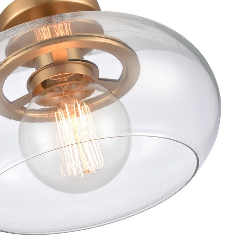 Atlas Lighting Clement 13in 1-Light Semi Flush Mount | Transitional Brushed Gold and Clear Glass | Dining Room & Kitchen | Model CL11876-GD