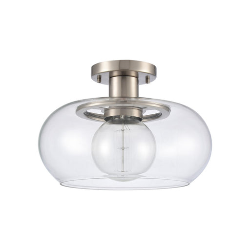 Atlas Lighting Clement 13'' Wide 1Lt Semi Flush Mount, Nickel/Clear