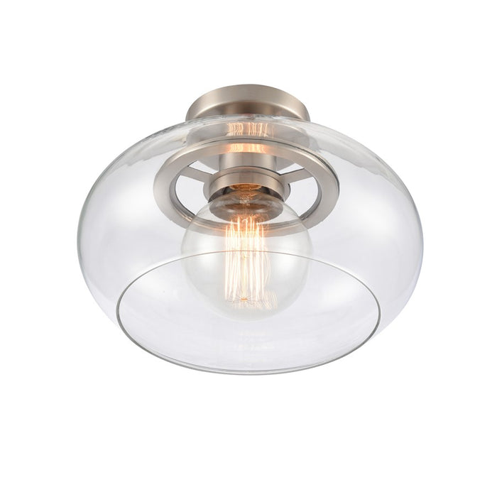 Atlas Lighting Clement 13'' Wide 1Lt Semi Flush Mount, Nickel/Clear