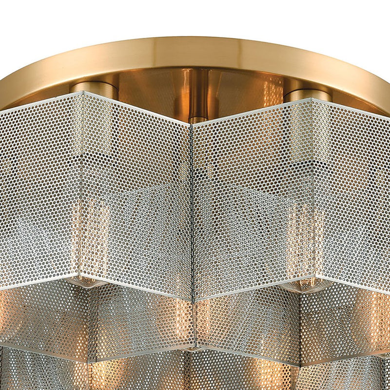 Atlas Lighting Compartir 19in 7-Light Semi Flush Mount | Modern Satin Brass and Nickel Metal | Kitchen & Dining Room Ceiling Light | Model CL11877-BS