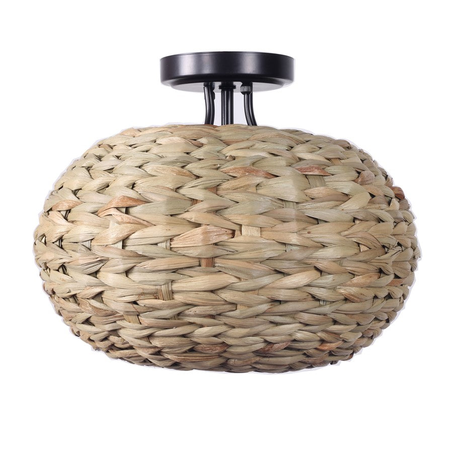 Atlas Lighting Cove 13.75''W 1Lt Semi Flush Mount, Natural/Beige