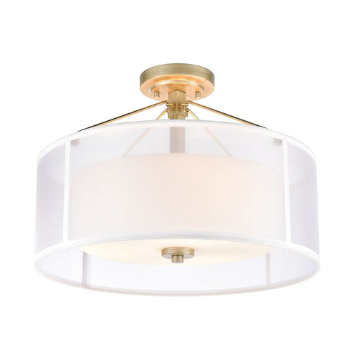 Atlas Lighting Diffusion 18''W 3Lt Semi Flush Mount, Silver/White