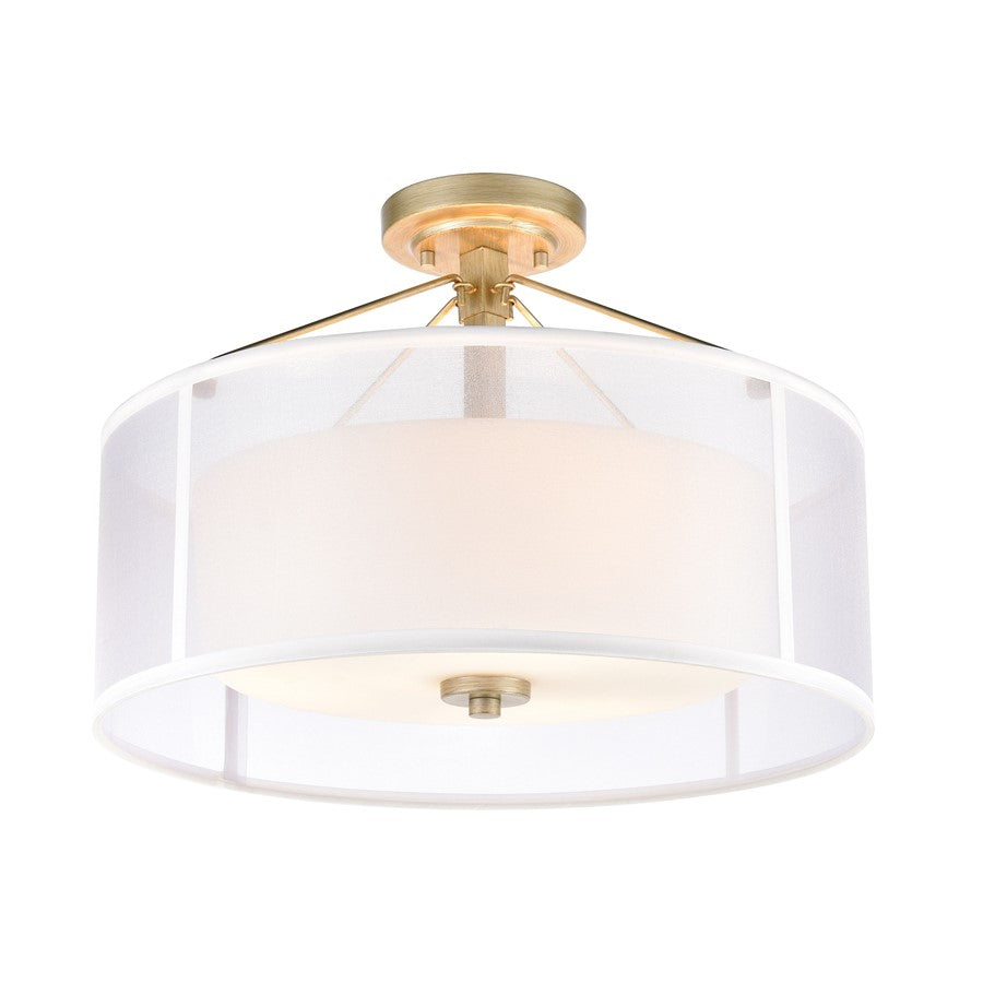 Atlas Lighting Diffusion 18''W 3Lt Semi Flush Mount, Silver/White