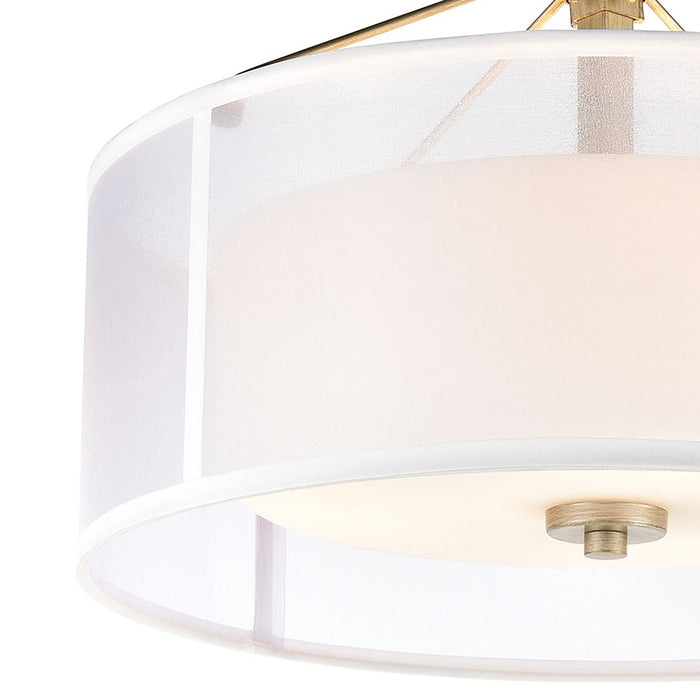 Atlas Lighting Diffusion 18''W 3Lt Semi Flush Mount, Silver/White