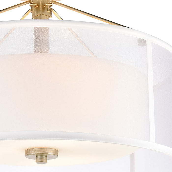 Atlas Lighting Diffusion 18''W 3Lt Semi Flush Mount, Silver/White