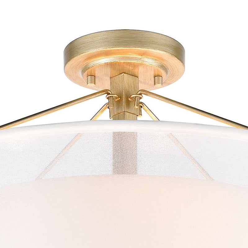 Atlas Lighting Diffusion 18''W 3Lt Semi Flush Mount, Silver/White