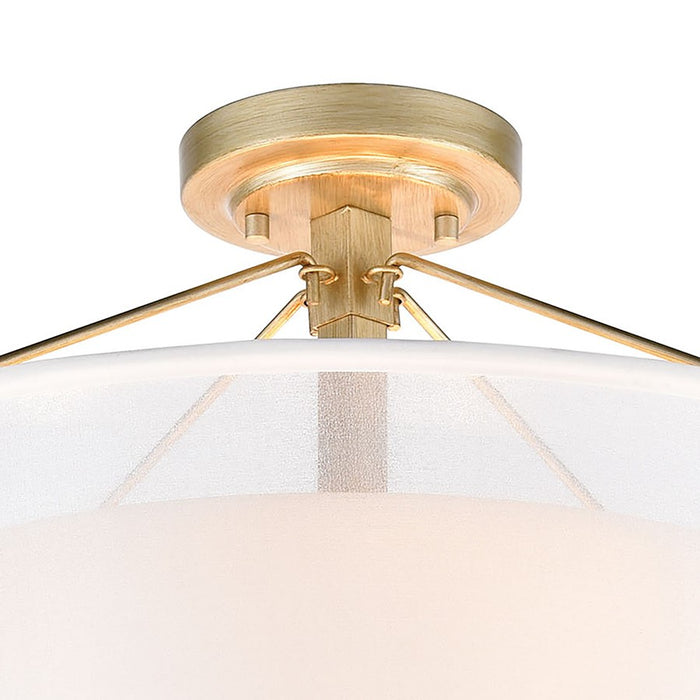 Atlas Lighting Diffusion 18''W 3Lt Semi Flush Mount, Silver/White