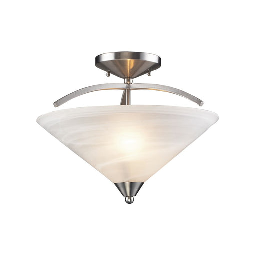 Atlas Lighting Elysburg 16''W 2Lt Semi Flush Mount, Nickel/White