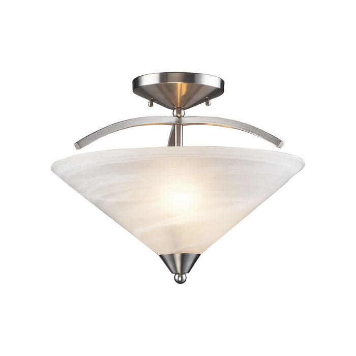 Atlas Lighting Elysburg 16''W 2Lt Semi Flush Mount, Nickel/White