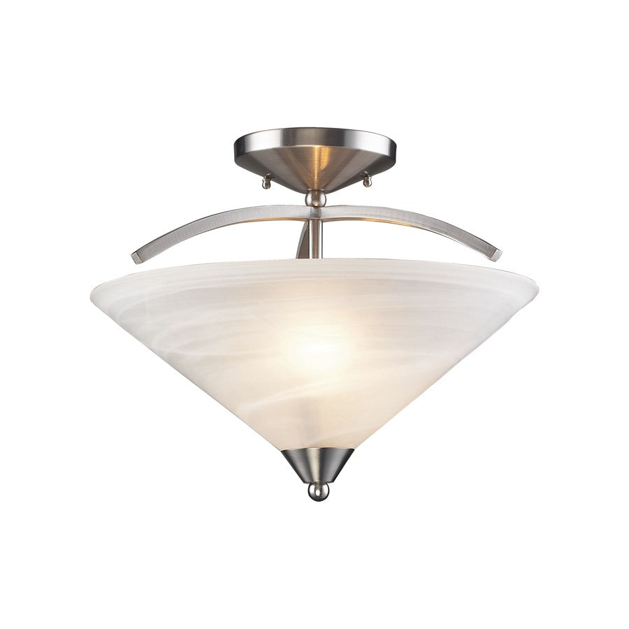 Atlas Lighting Elysburg 16''W 2Lt Semi Flush Mount, Nickel/White