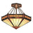 Atlas Lighting Filigree 14''W 3Lt Semi Flush Mount, Bronze/Amber