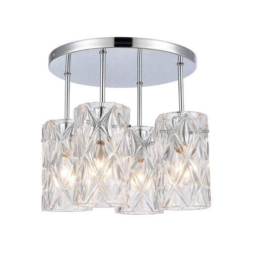 Atlas Lighting Forma de Crystal 13.75''W 4Lt Semi Flush, Chrome