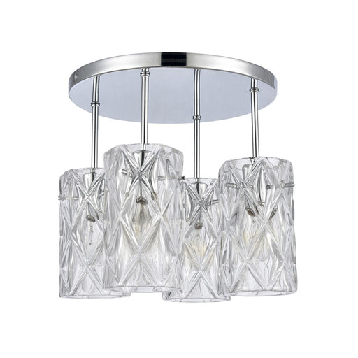 Atlas Lighting Forma de Crystal 13.75''W 4Lt Semi Flush, Chrome