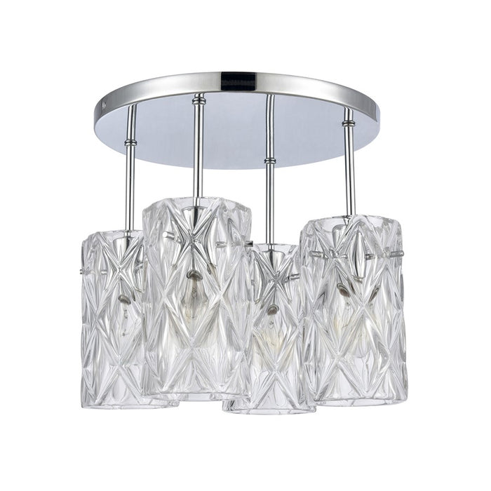 Atlas Lighting Forma de Crystal 13.75''W 4Lt Semi Flush, Chrome