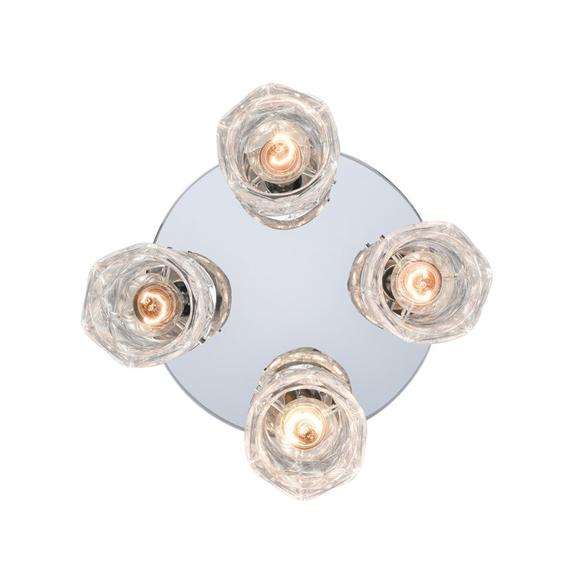 Atlas Lighting Forma de Crystal 13.75in 4-Light Semi-Flush Mount | Modern Polished Chrome and Clear Textured Glass | Living Room | Model CL11887-CH
