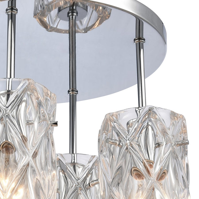 Atlas Lighting Forma de Crystal 13.75in 4-Light Semi-Flush Mount | Modern Polished Chrome and Clear Textured Glass | Living Room | Model CL11887-CH