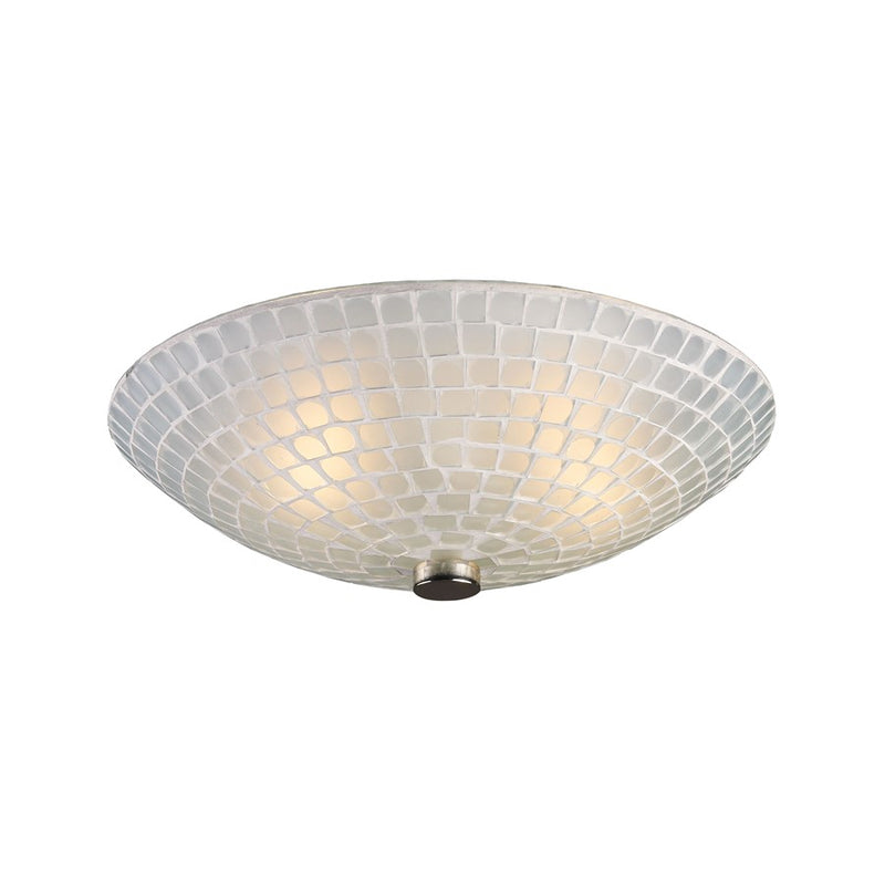 Atlas Lighting Fusion 12in 2-Light Semi-Flush Mount | Transitional White Glass and Satin Nickel Metal | Bedroom & Hallway | Model CL11888-WH