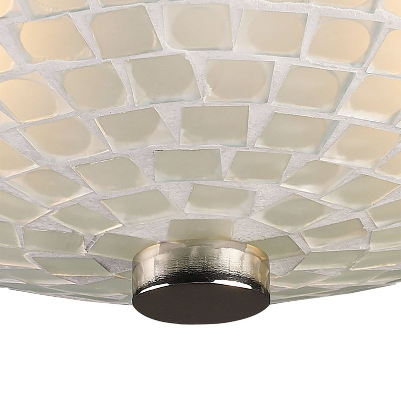 Atlas Lighting Fusion 12in 2-Light Semi-Flush Mount | Transitional White Glass and Satin Nickel Metal | Bedroom & Hallway | Model CL11888-WH