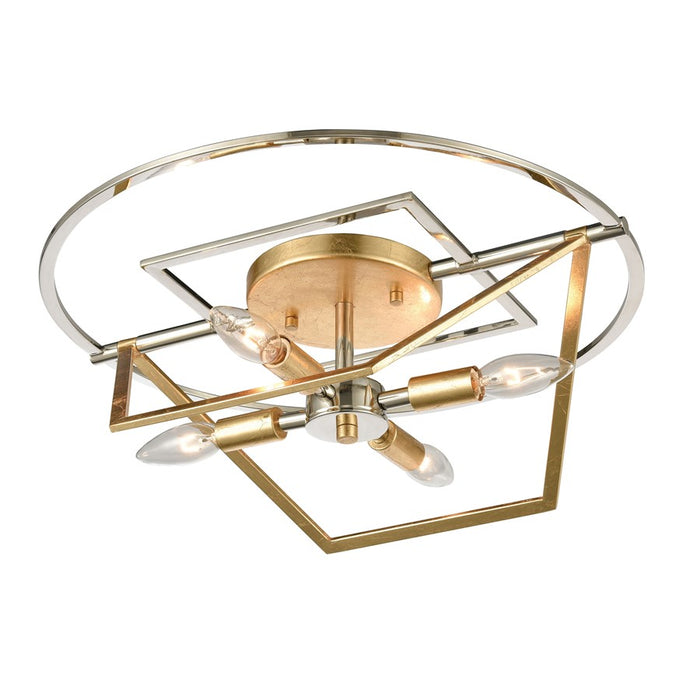 Atlas Lighting Geosphere 18'' Wide 4Lt Semi Flush Mount, Nickel