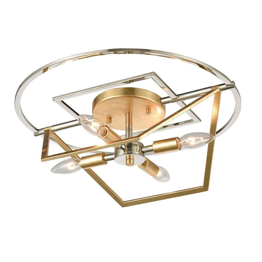 Atlas Lighting Geosphere 18'' Wide 4Lt Semi Flush Mount, Nickel