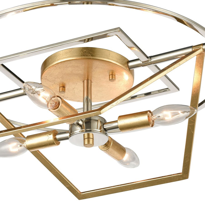 Atlas Lighting Geosphere 18'' Wide 4Lt Semi Flush Mount, Nickel