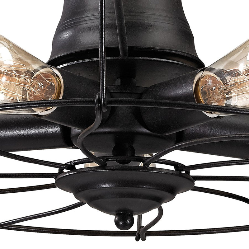 Atlas Lighting Glendora 20in 5-Light Semi-Flush Mount | Transitional Wrought Iron Black Metal | Dining Room & Entryway | Model CL11890-BK
