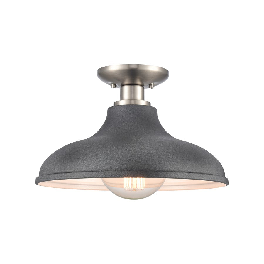 Atlas Lighting Grenville 13''W 1Lt Semi Flush Mount, Nickel/Gray